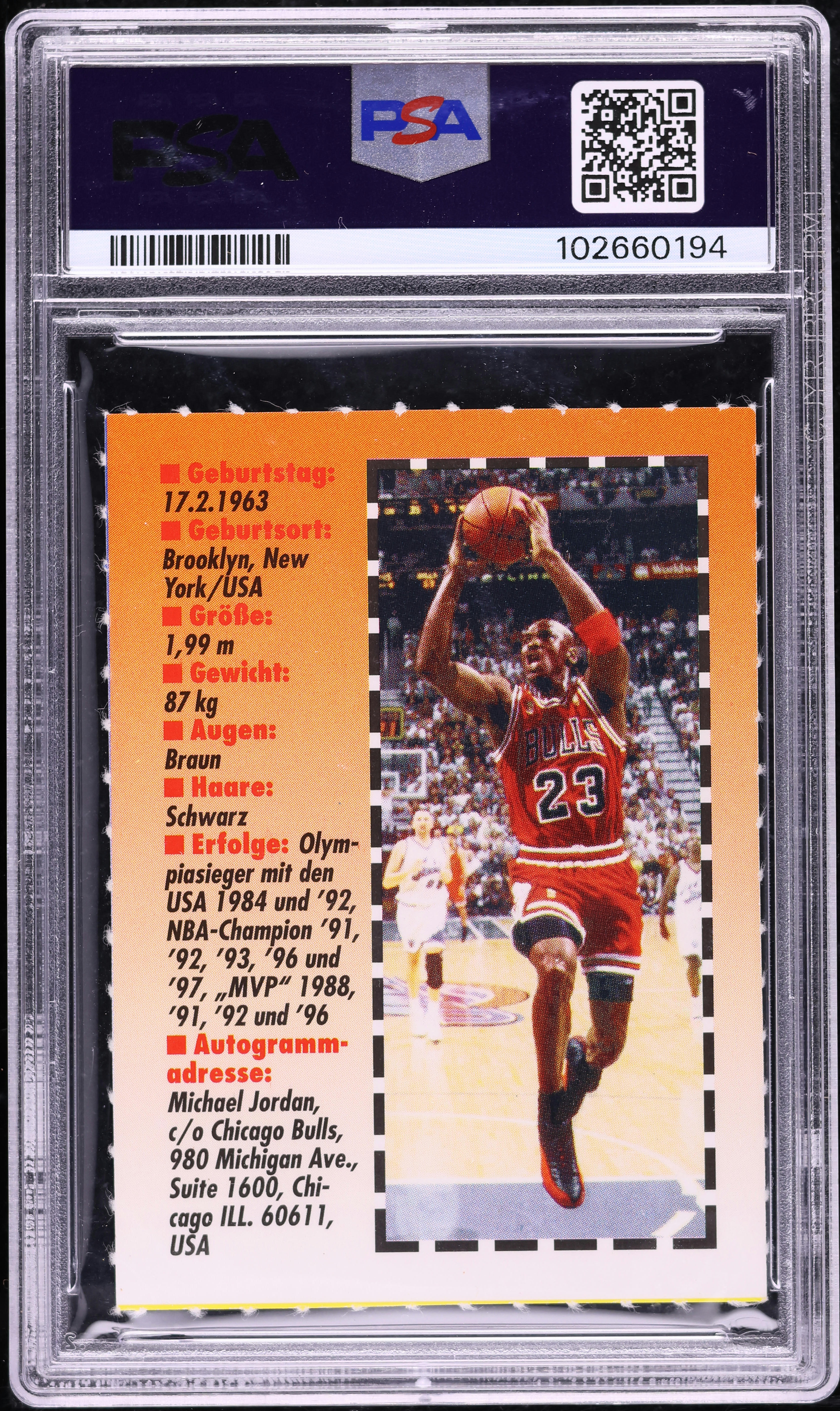 1996 Bravo Sport Champion Cards Michael Jordan PSA 10 GEM MINT on
