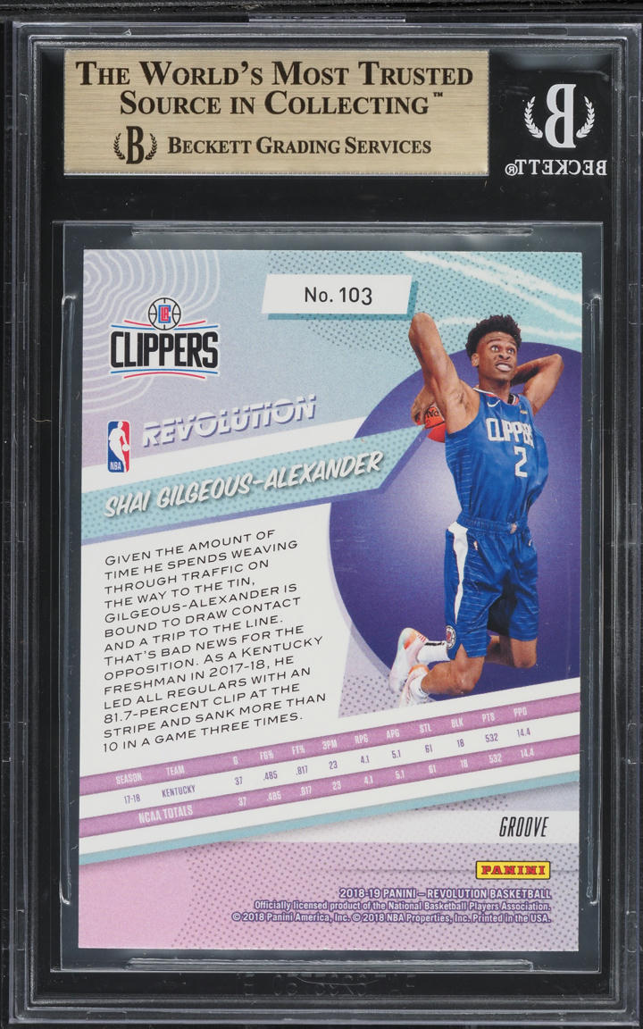 2018 Panini Revolution Groove Shai Gilgeous-Alexander ROOKIE #103 BGS 9.5 GEM