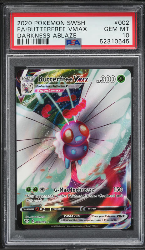 2020 Pokemon SWSH Darkness Ablaze Full Art Butterfree VMAX #2 PSA 10 GEM MINT