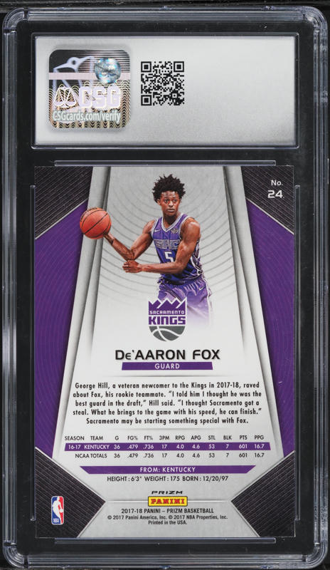 NBA 17/18 Prizm ディアロンフォックス ルーキーシルバープリズム NBA