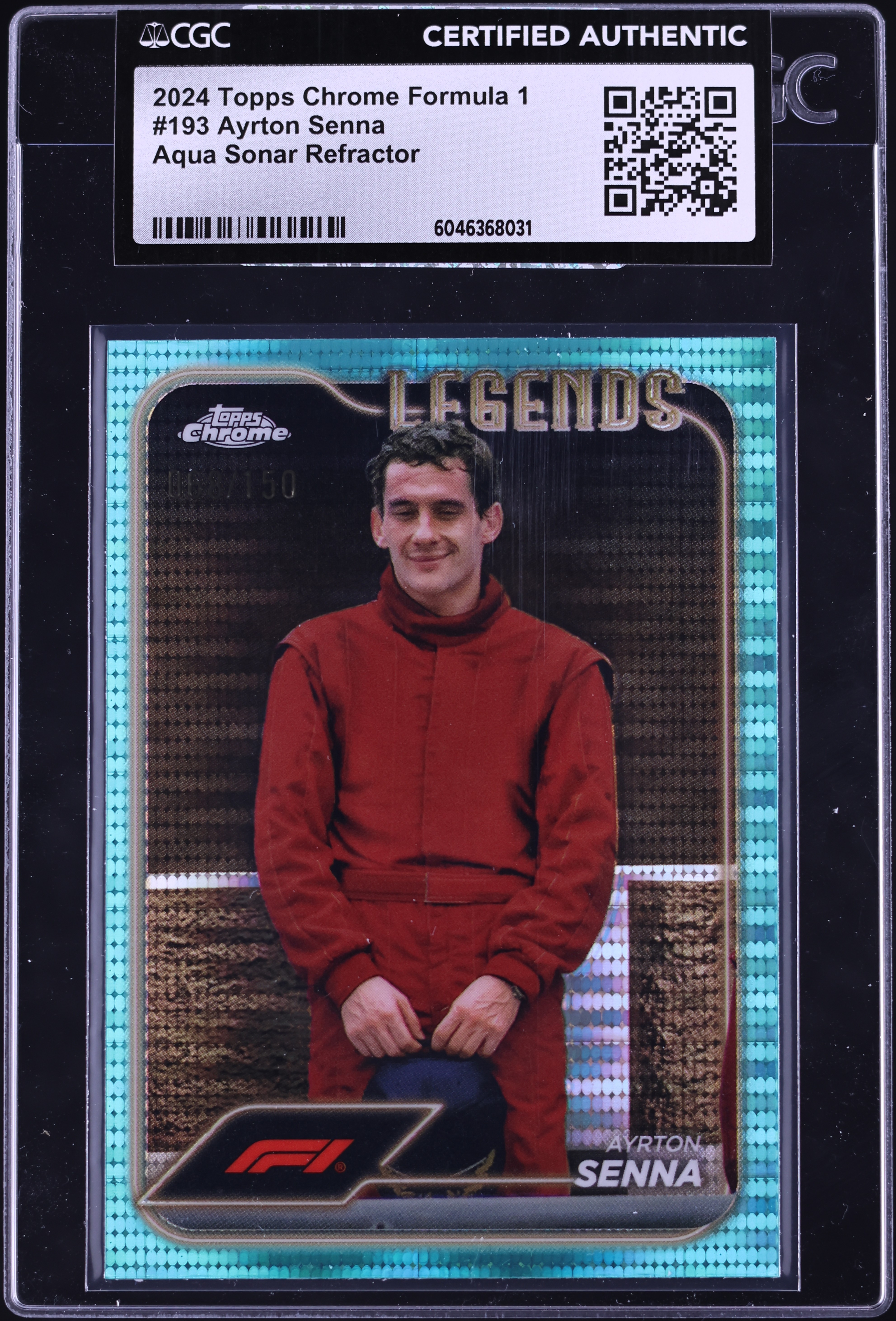 2024 Topps Chrome Formula 1 F1 Aqua Sonar Ref. Ayrton Senna /150