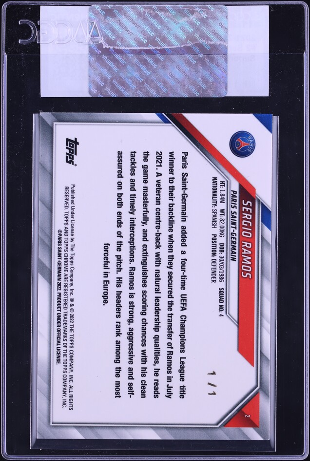 2021 Topps Chrome PSG SuperFractor Sergio Ramos 1/1 #2 CGC AUTH on