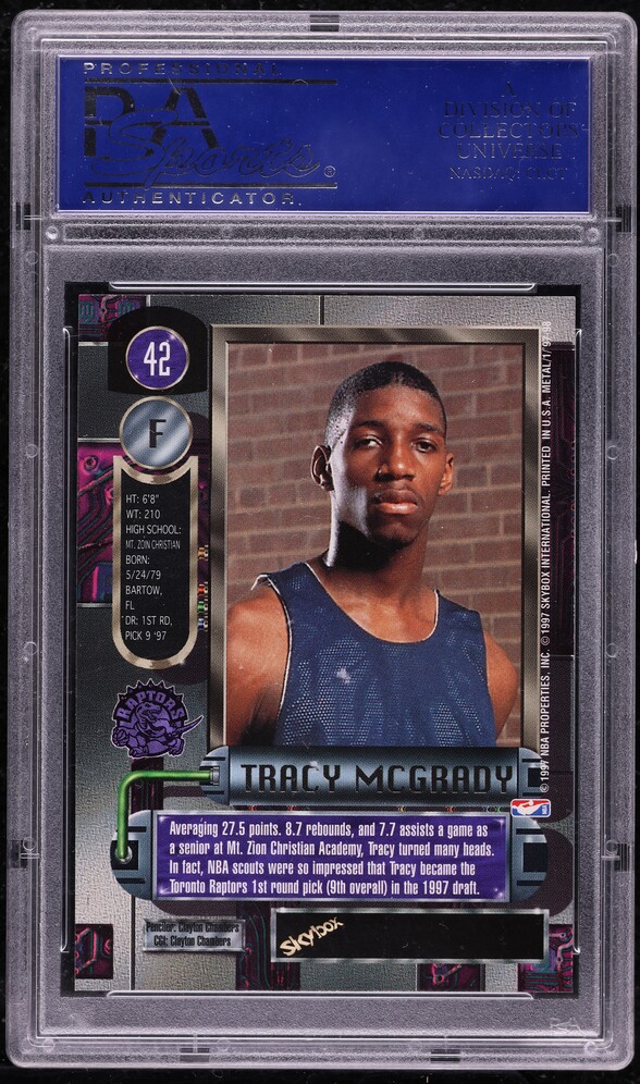 1997 Metal Universe Tracy McGrady ROOKIE #42 PSA 10 GEM MINT on