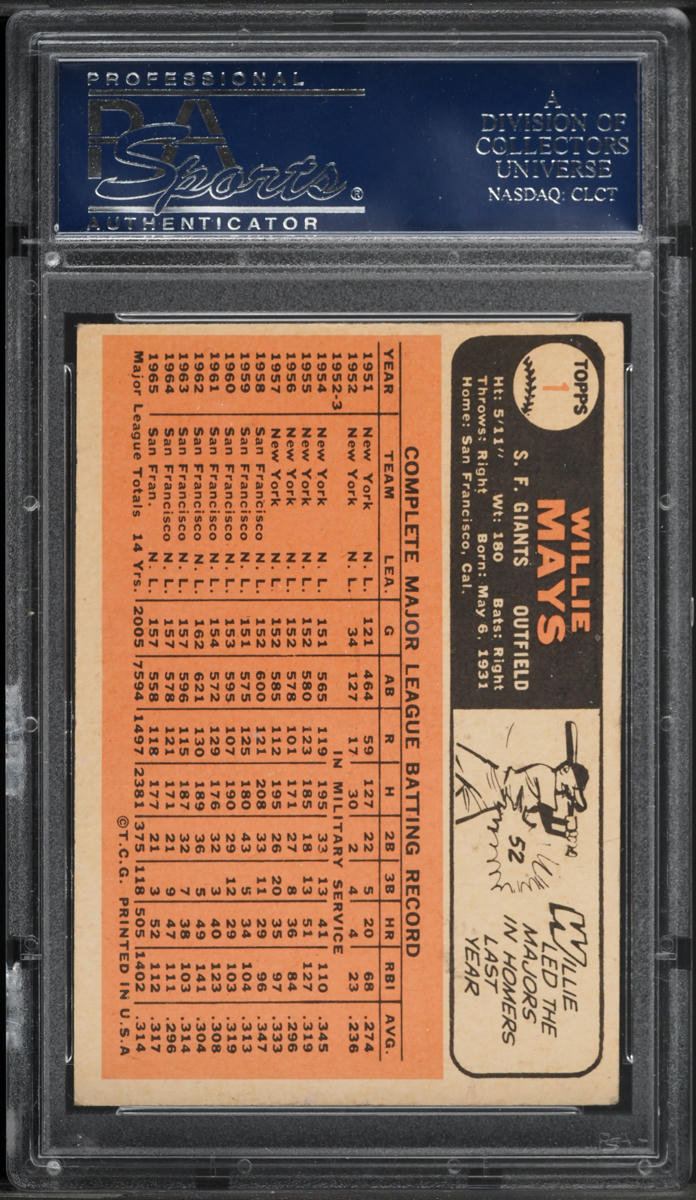 1966 Topps Willie Mays #1 PSA 3 VG