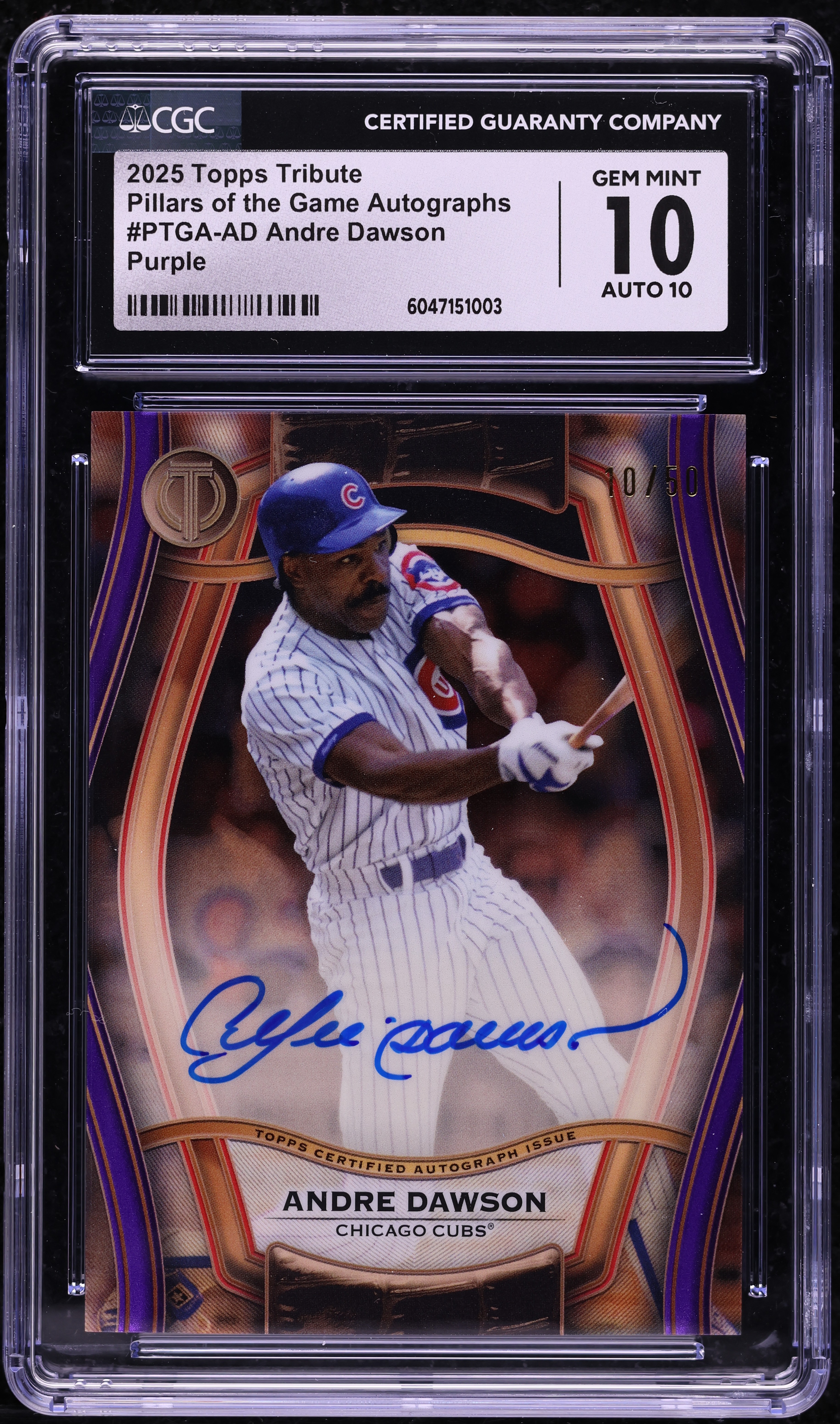 2025 Topps Tribute Pillars Of The Game Purple Andre Dawson AUTO 