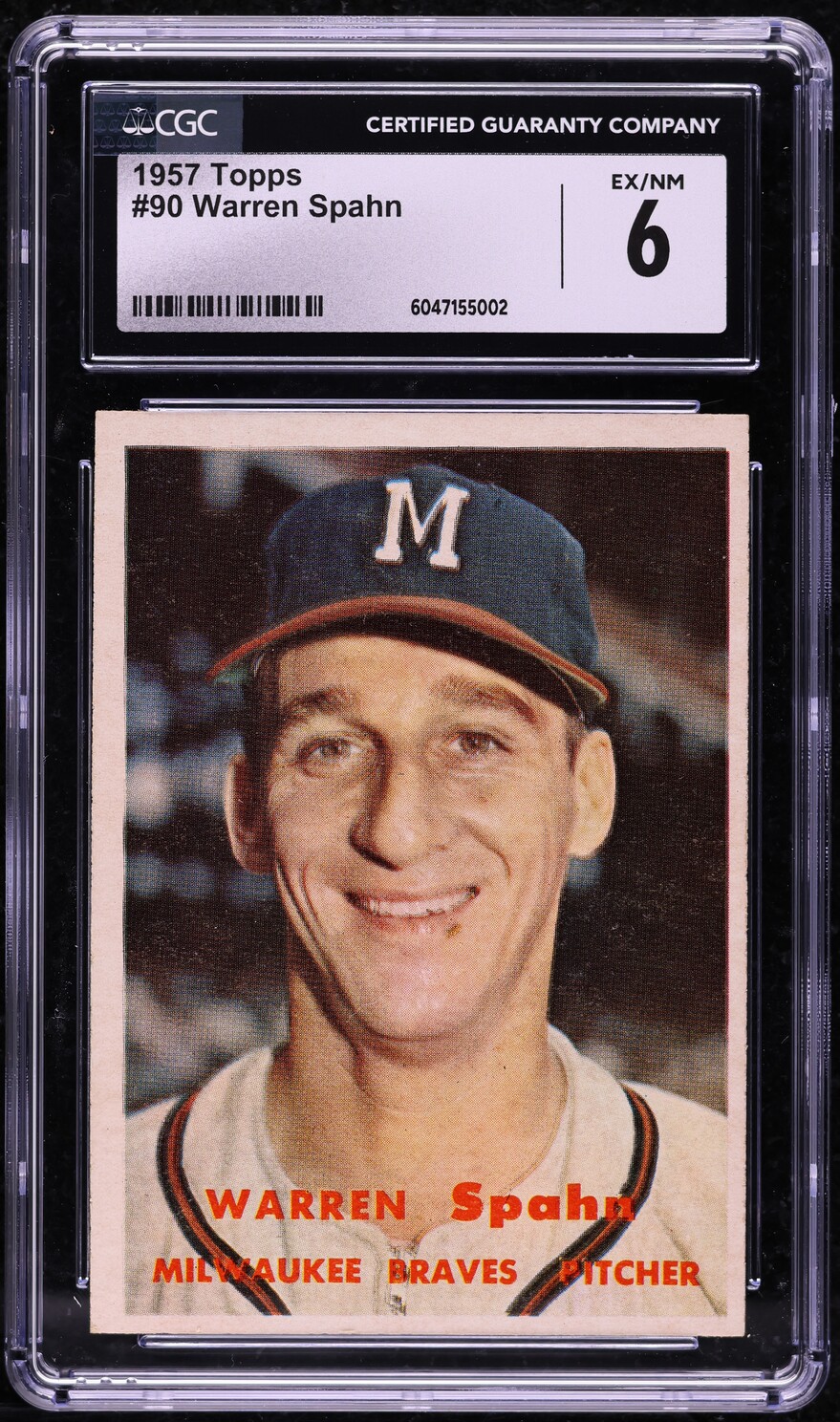 1957 Topps Warren Spahn #90 CGC 6 EXMT