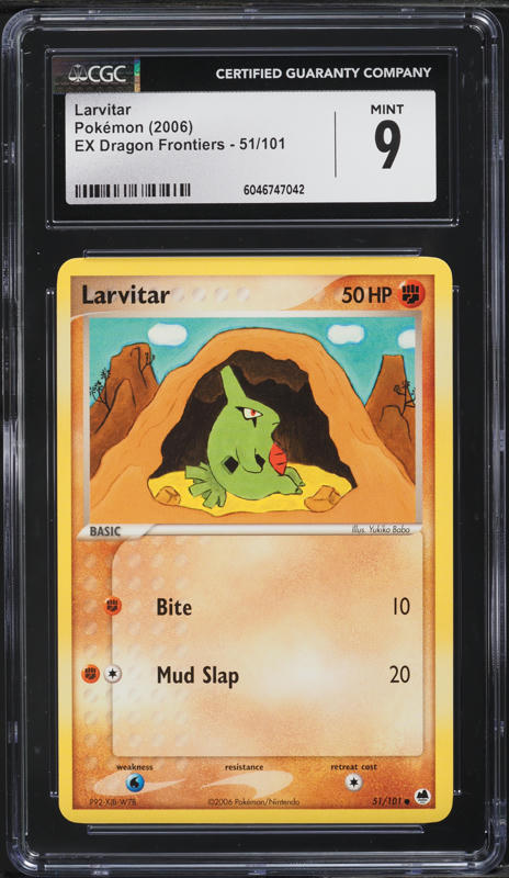 2006 Pokemon EX Dragon Frontiers Larvitar #51 CGC 9 MINT