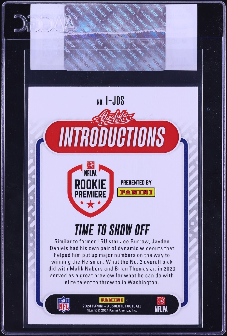 2024 Absolute Introductions Jayden Daniels ROOKIE #I-JDS CGC AUTH