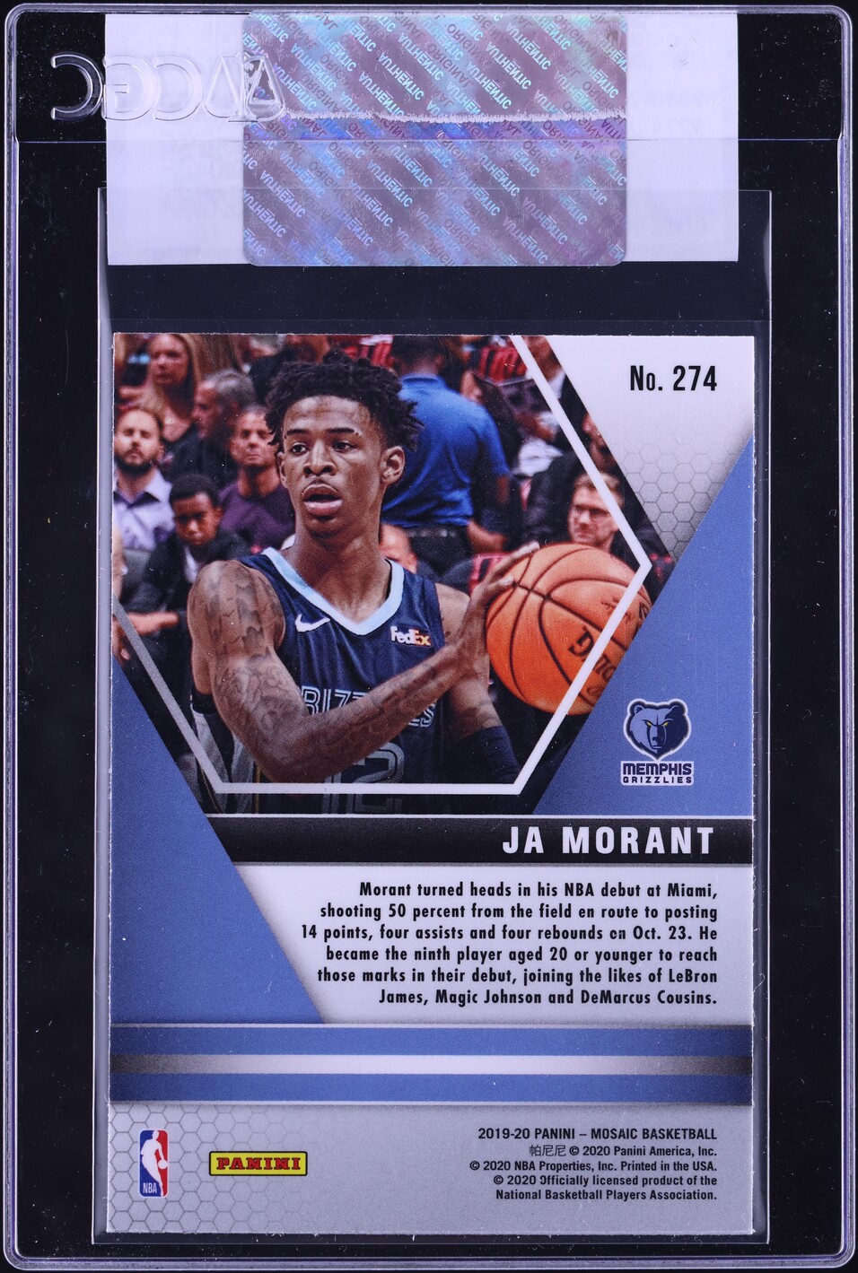2019 Panini Mosaic Ja Morant ROOKIE #274 CGC AUTH