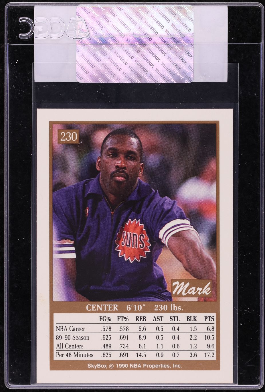 1990 Skybox Basketball Mark West #230 CGC AUTH