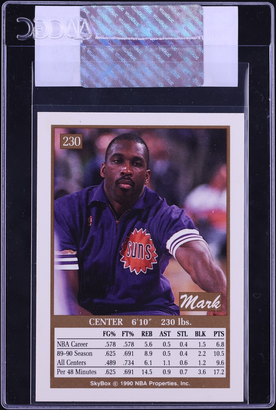 1990 Skybox Basketball Mark West #230 CGC AUTH