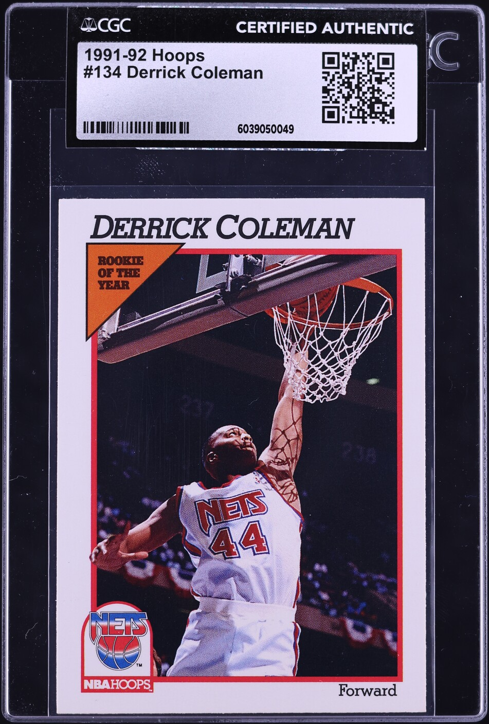 1991 Hoops Derrick Coleman #134 CGC AUTH