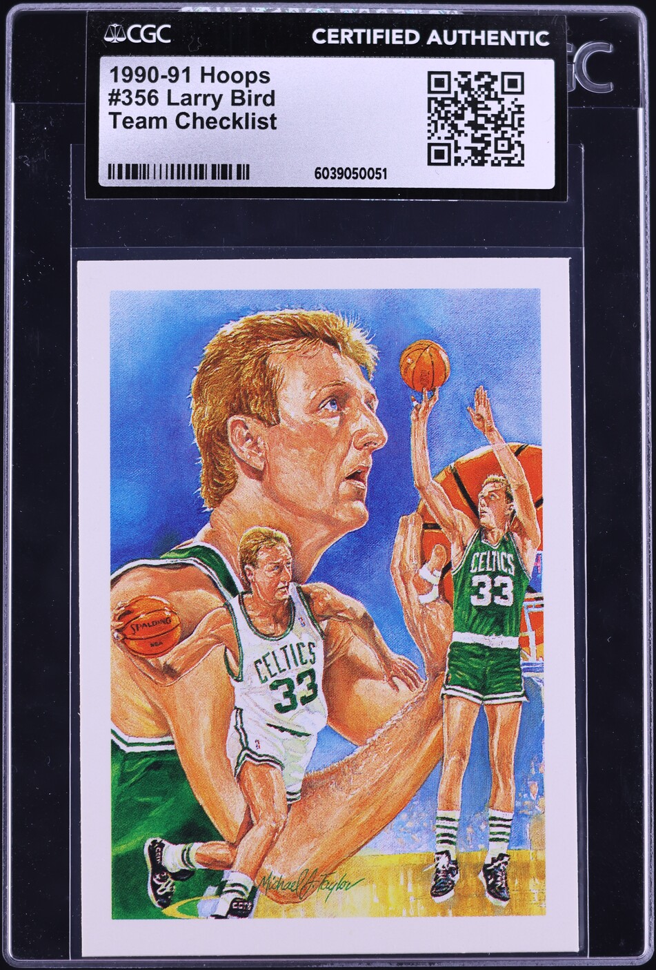 1990 Hoops Team Checklist Larry Bird #356 CGC AUTH