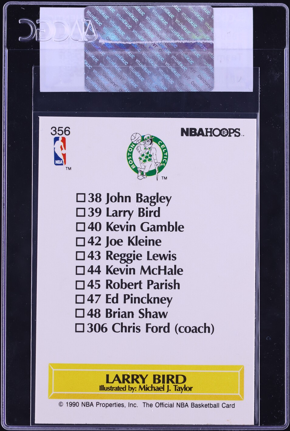 1990 Hoops Team Checklist Larry Bird #356 CGC AUTH