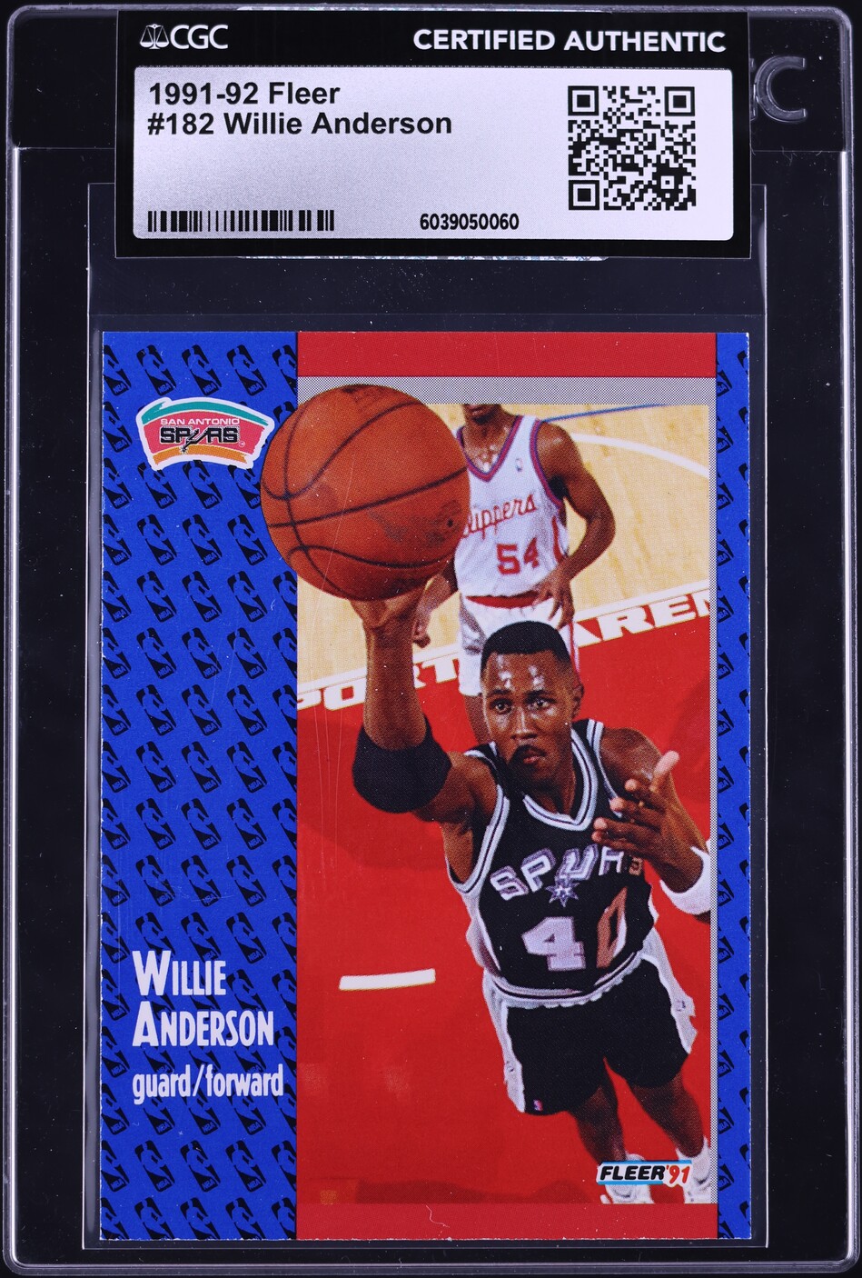 1991 Fleer Basketball Willie Anderson #182 CGC AUTH