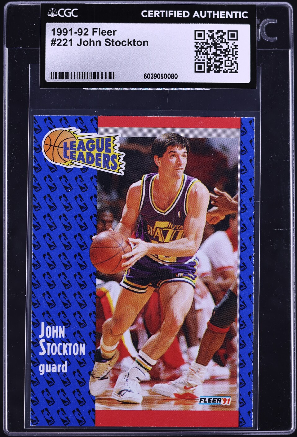 1991 Fleer Basketball John Stockton #221 CGC AUTH