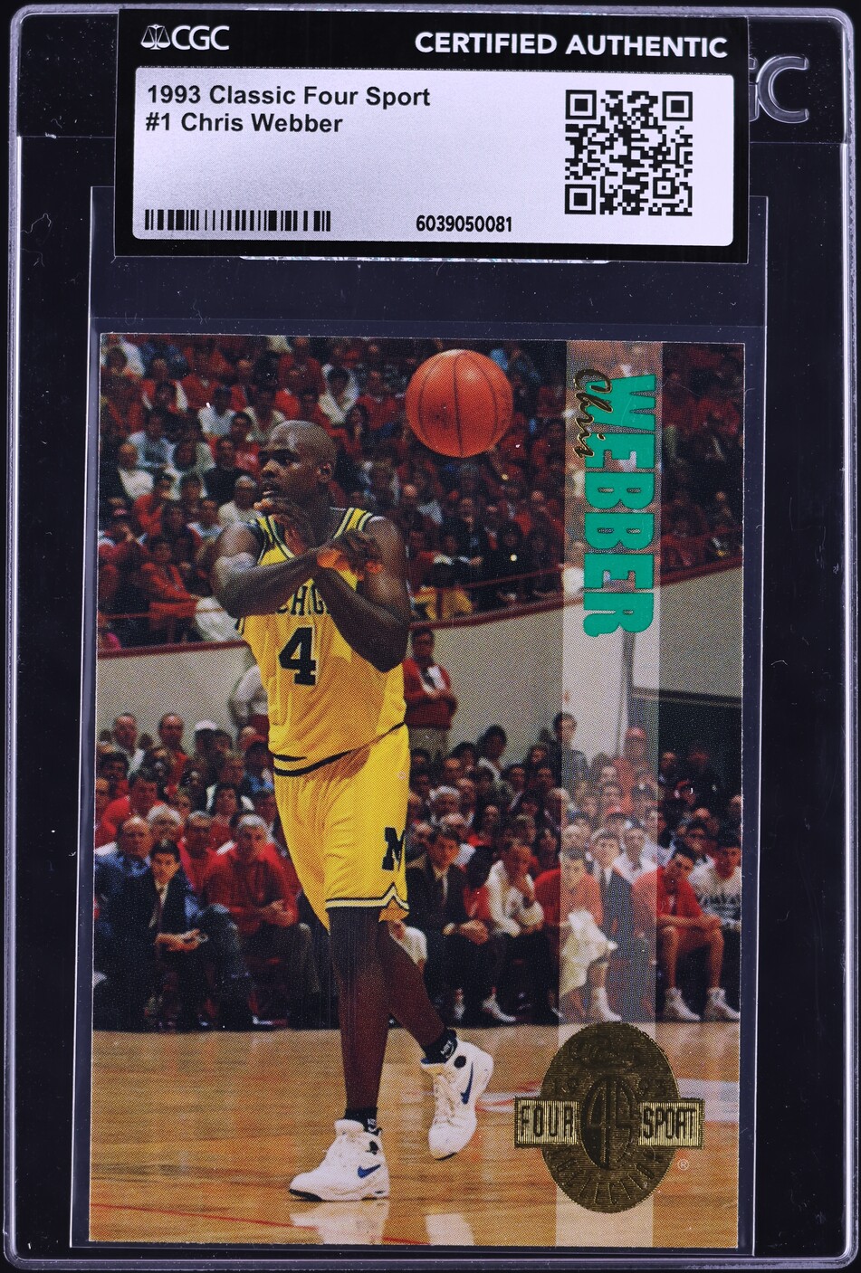 1993 Classic Four Sport Chris Webber ROOKIE #1 CGC AUTH