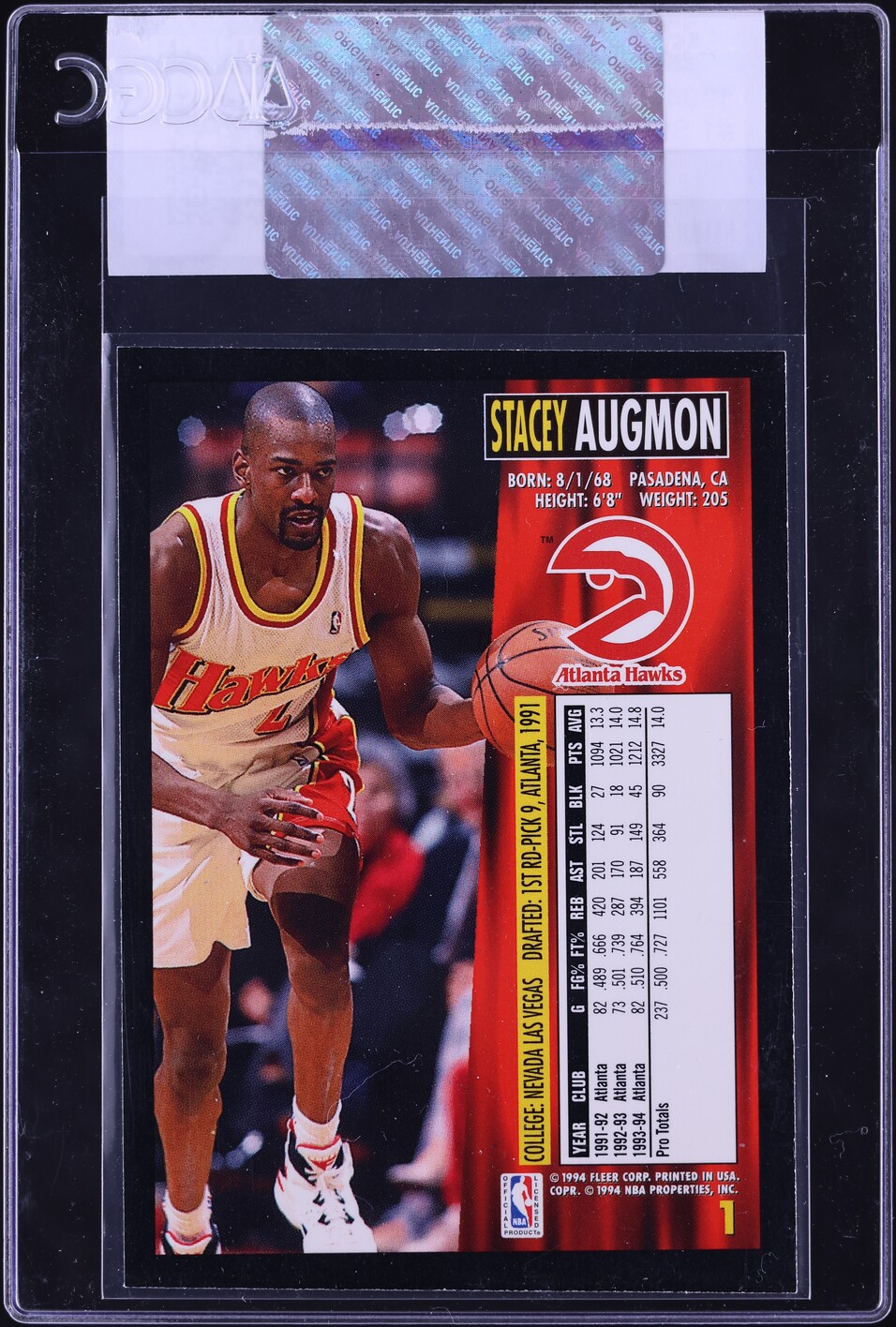 1994 Fleer Basketball Stacey Augmon #1 CGC AUTH