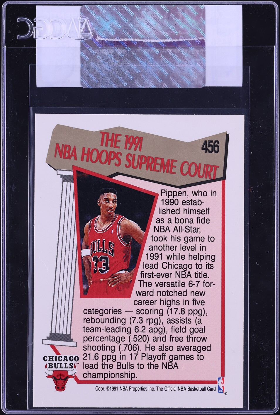 1991 Hoops Scottie Pippen #456 CGC AUTH