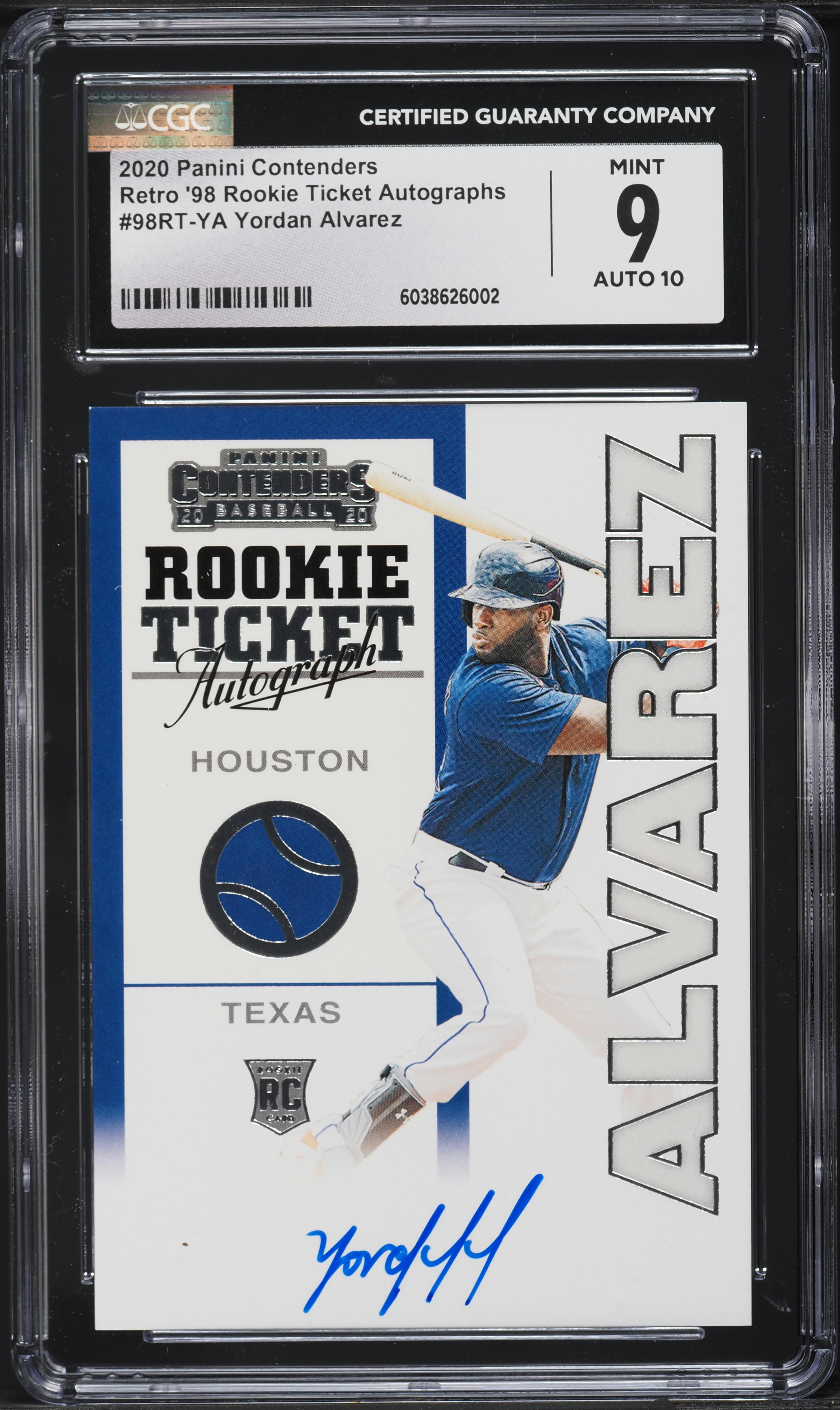 2020 Panini Contenders Retro '98 Ticket Yordan Alvarez ROOKIE AUTO