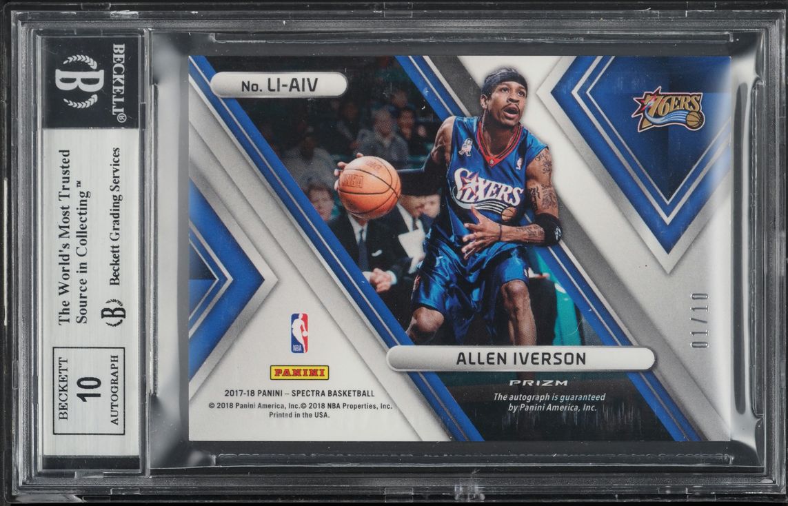 アレイン・アイバーソ　サイン Allen Iverson Autographed 2021-22 Panini Prizm Prizms Red Ice Card