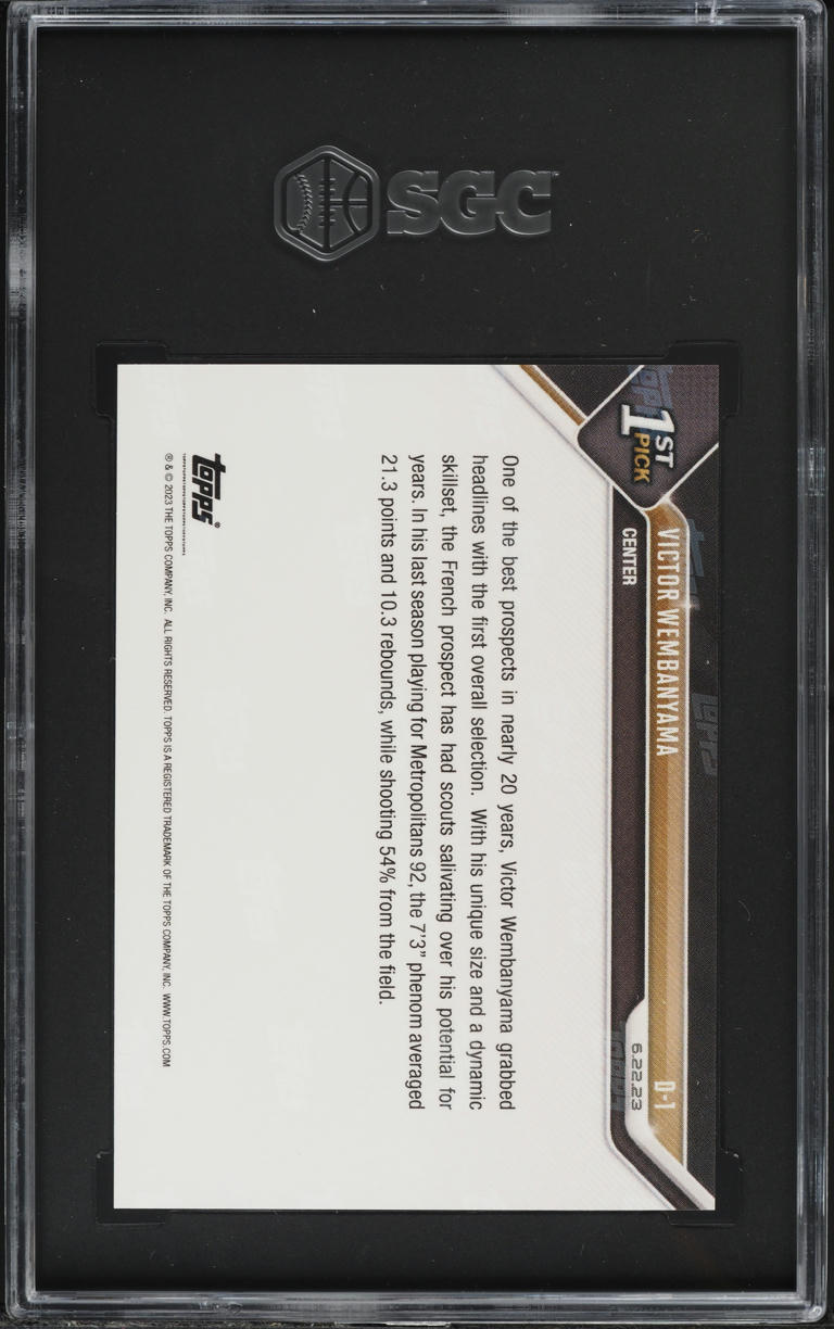 2023 Topps Now Draft Victor Wembanyama ROOKIE #D-1 SGC 10 GEM MINT