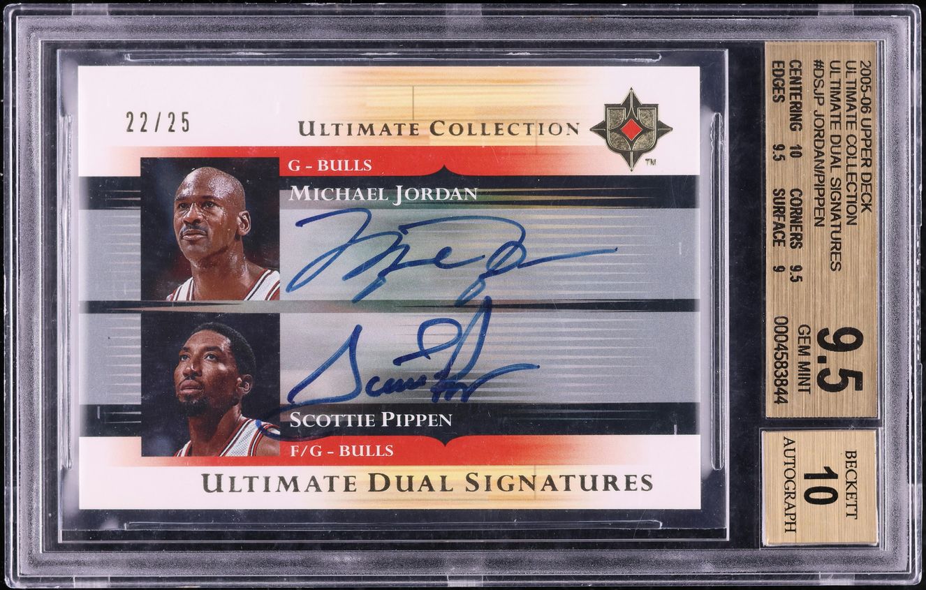 2005 Ultimate Collection Dual Michael Jordan & Scottie Pippen AUTO /25 BGS 9.5