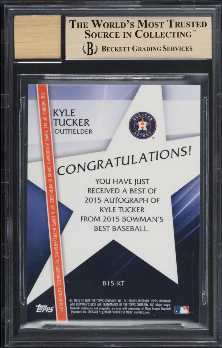 2015 Bowman's Best Of '15 Atomic Refractor Kyle Tucker PROSPECT AUTO /50 BGS 9.5