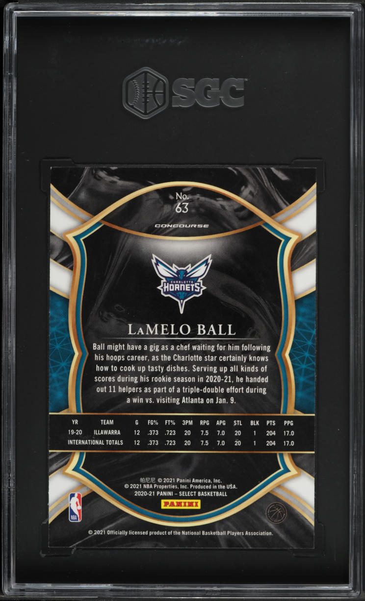 2020 Select Concourse Blue Retail LaMelo Ball ROOKIE #63 SGC 9.5 MINT+