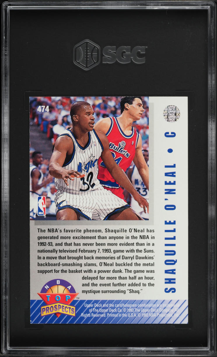 1992 Upper Deck Basketball Shaquille O'Neal ROOKIE #474 SGC 8 NM-MT