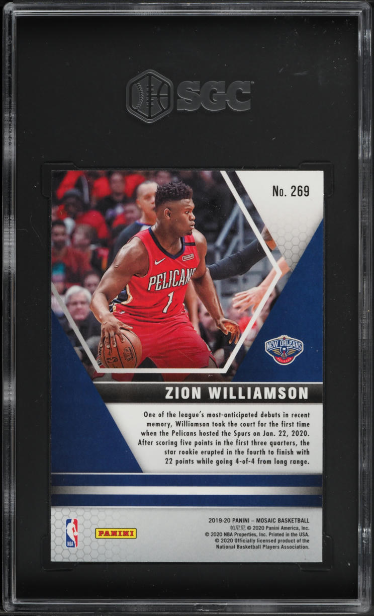 2019 Panini Mosaic Zion Williamson ROOKIE #269 SGC 8.5 NM-MT+