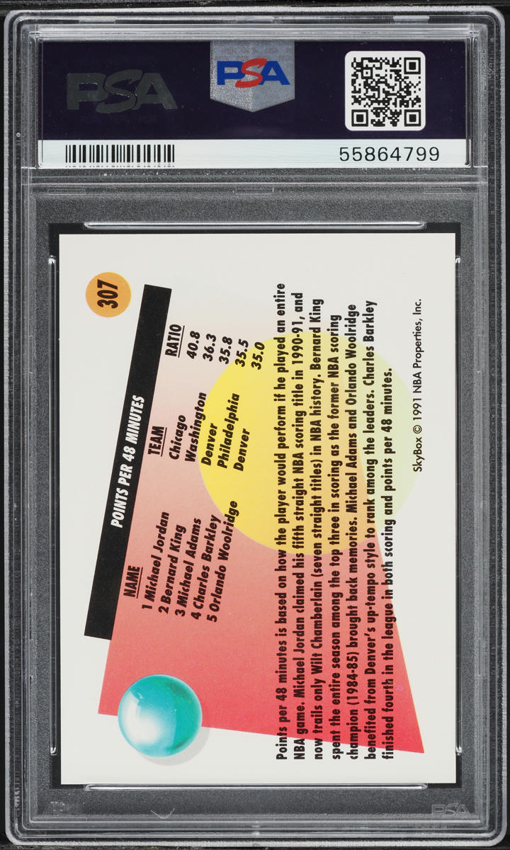 1991 Skybox Basketball Michael Jordan #307 PSA 10 GEM MINT