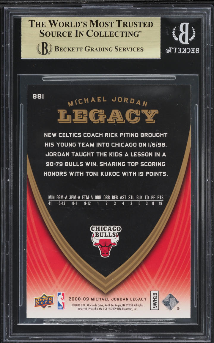 2008 Upper Deck MJ Legacy Collection Michael Jordan #881 BGS 9.5 GEM MINT