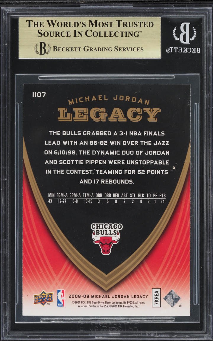 2008 Upper Deck MJ Legacy Collection Michael Jordan #1107 BGS 9.5 GEM MINT