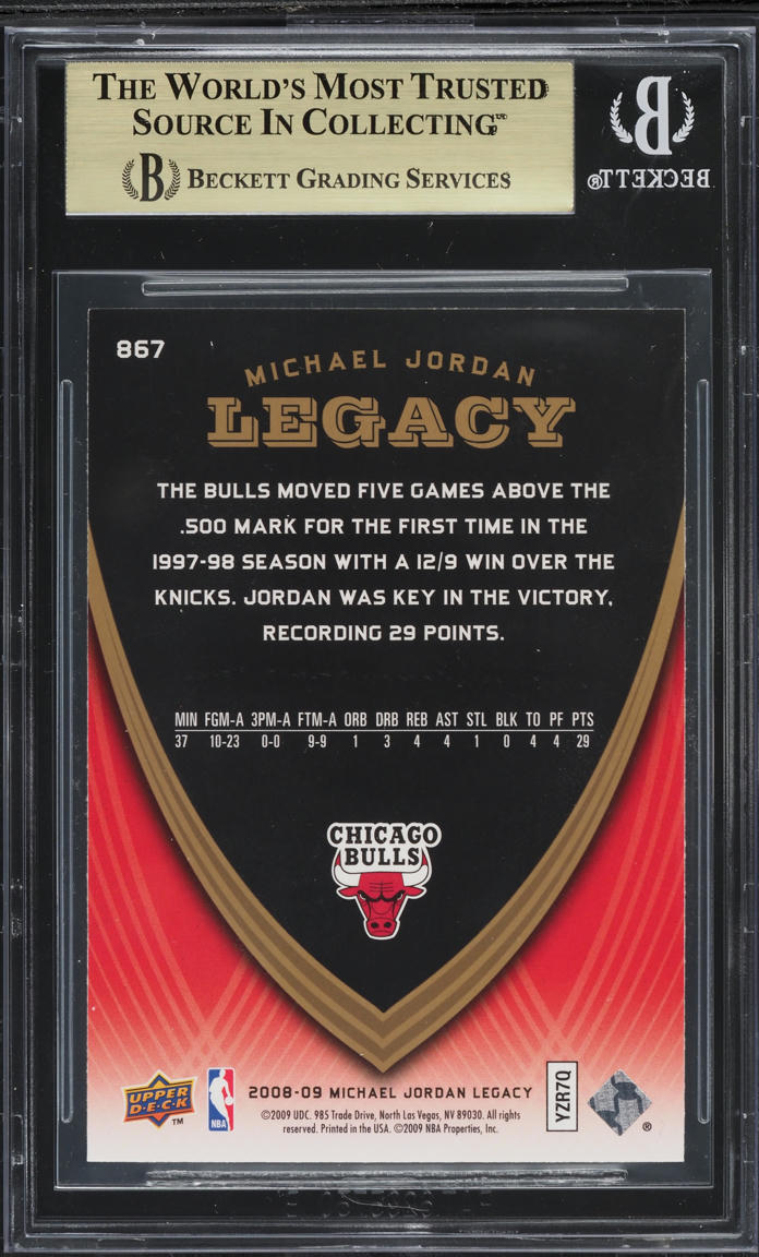 2008 Upper Deck MJ Legacy Collection Michael Jordan #867 BGS 9.5 GEM MINT
