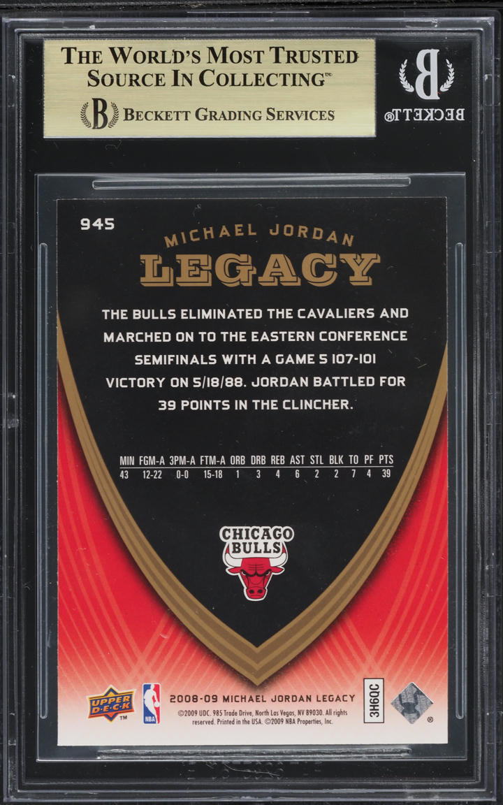 2008 Upper Deck MJ Legacy Collection Michael Jordan #945 BGS 9.5 GEM MINT