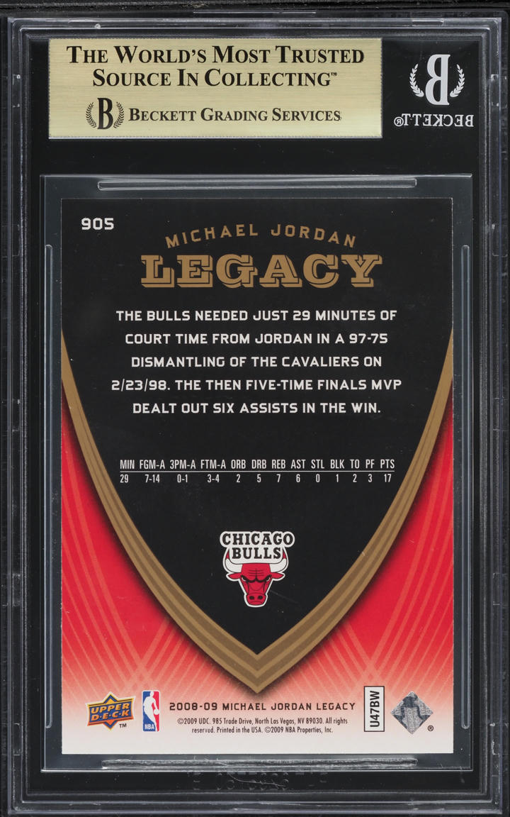 2008 Upper Deck MJ Legacy Collection Michael Jordan #905 BGS 9.5 GEM MINT
