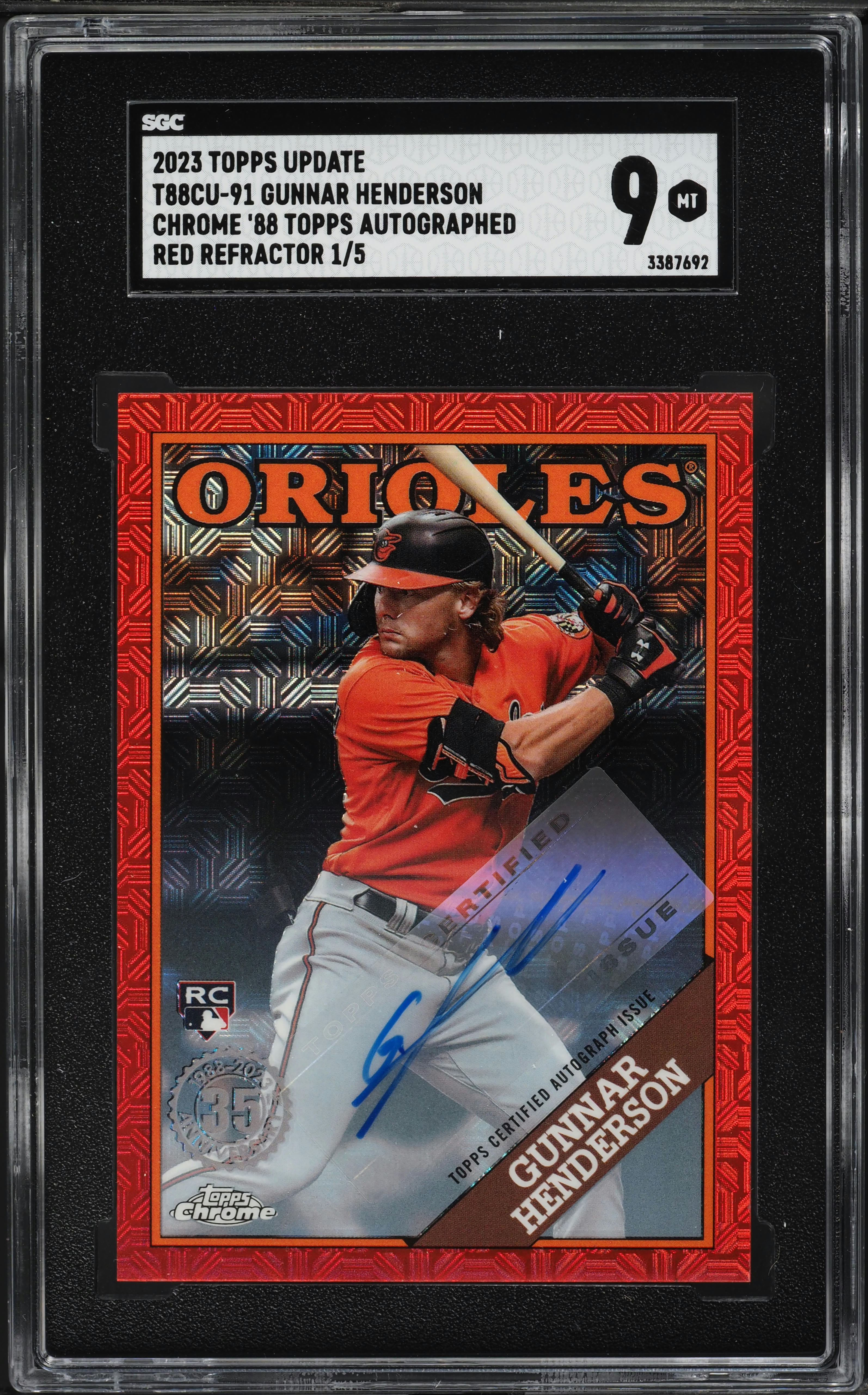 2023 Topps Chrome Update '88 Red Refractor Gunnar Henderson RC