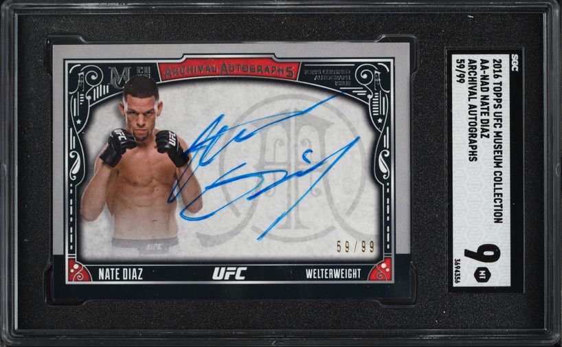 2016 Topps UFC Museum Collection Nick Diaz PATCH AUTO /100 PSA