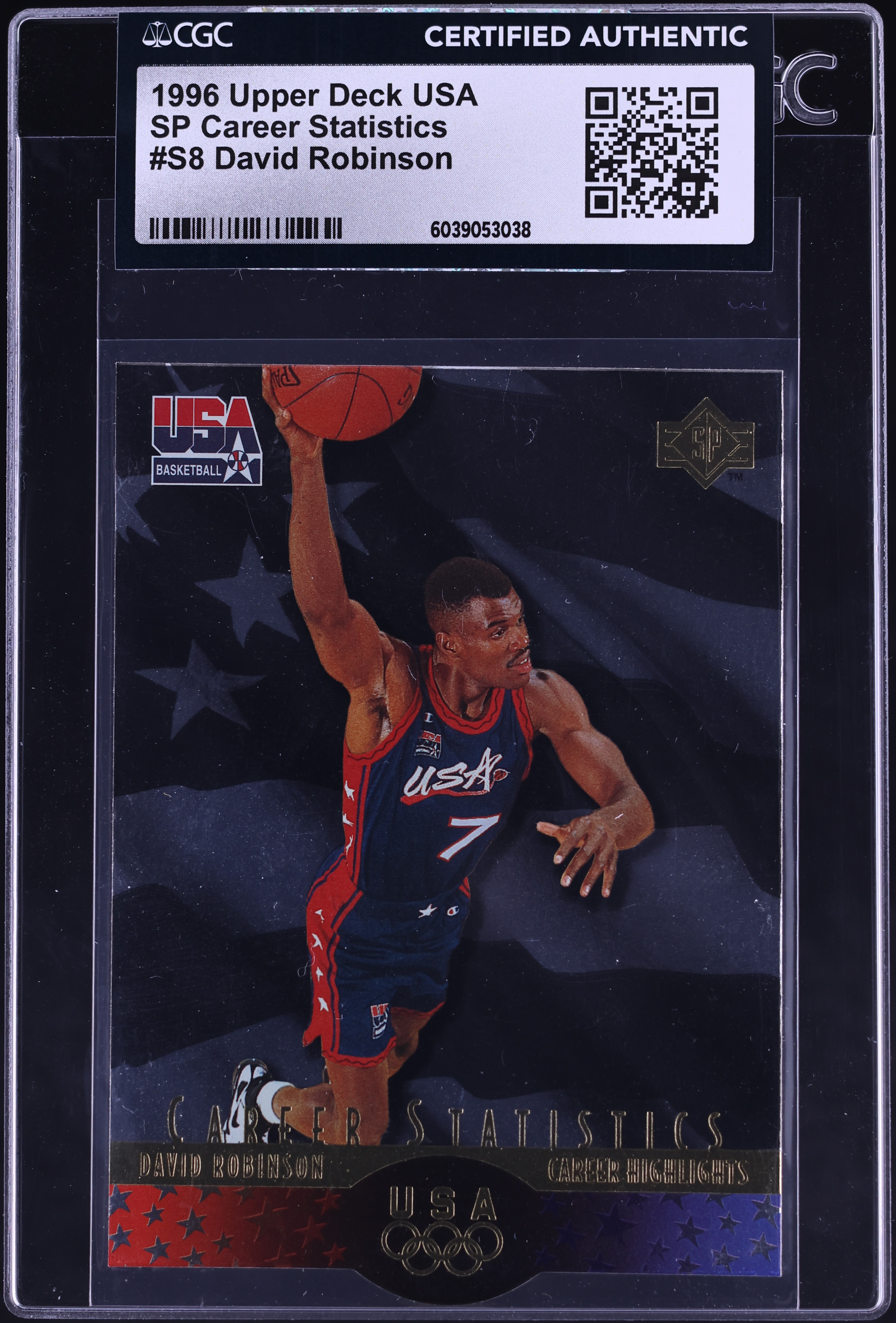 1996 Upper Deck USA Career Statistics David Robinson #S8 CGC AUTH