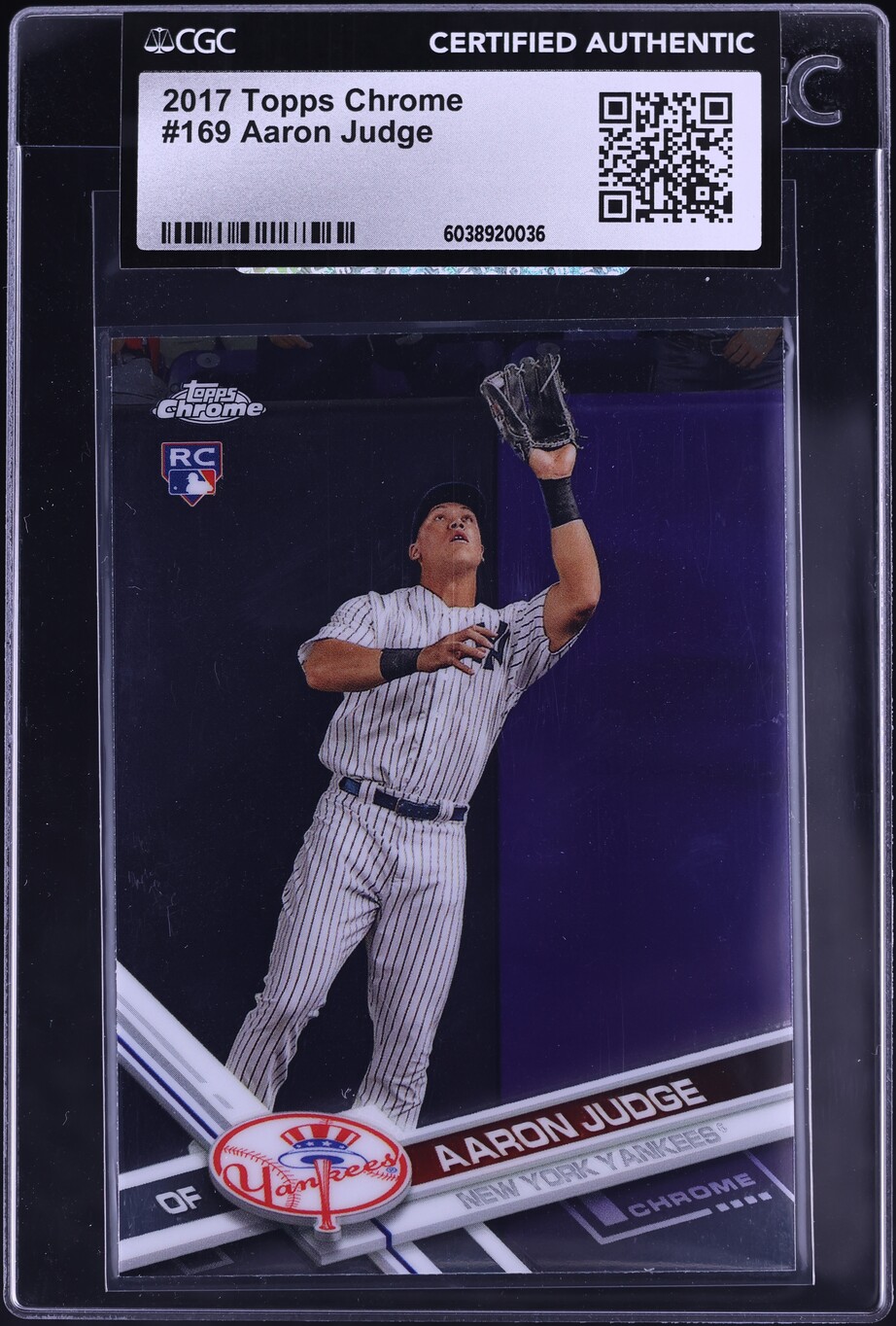 2017 Topps Chrome Aaron Judge ROOKIE #169 CGC AUTH