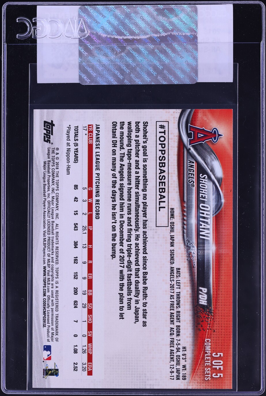 2018 Topps Complete All-Star Game Shohei Ohtani ROOKIE #5 CGC AUTH