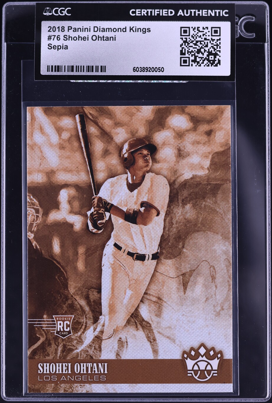 2018 Panini Diamond Kings Sepia Shohei Ohtani ROOKIE #76 CGC AUTH