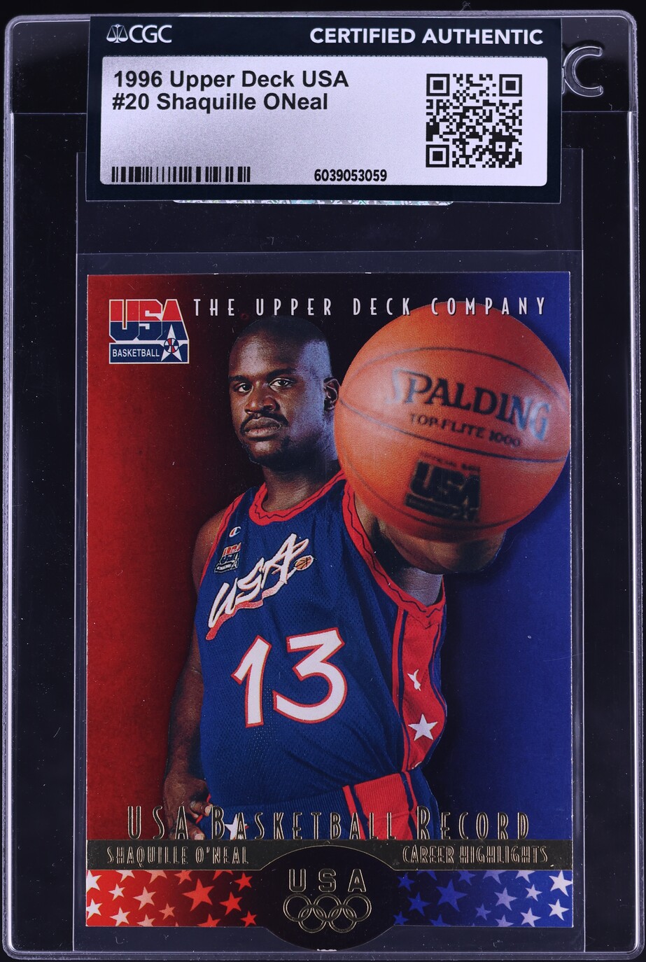 1996 Upper Deck USA Shaquille ONeal #20 CGC AUTH