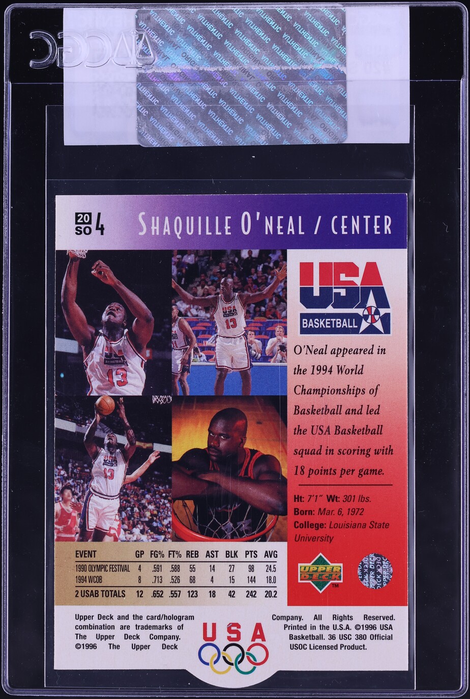 1996 Upper Deck USA Shaquille ONeal #20 CGC AUTH