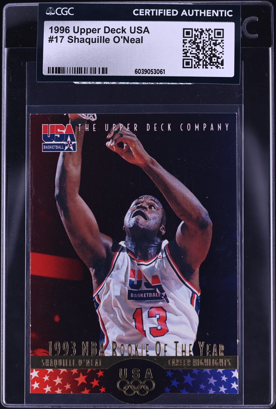 1996 Upper Deck USA Shaquille O'Neal #17 CGC AUTH