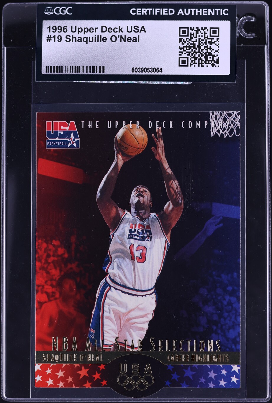 1996 Upper Deck USA Shaquille O'Neal #19 CGC AUTH