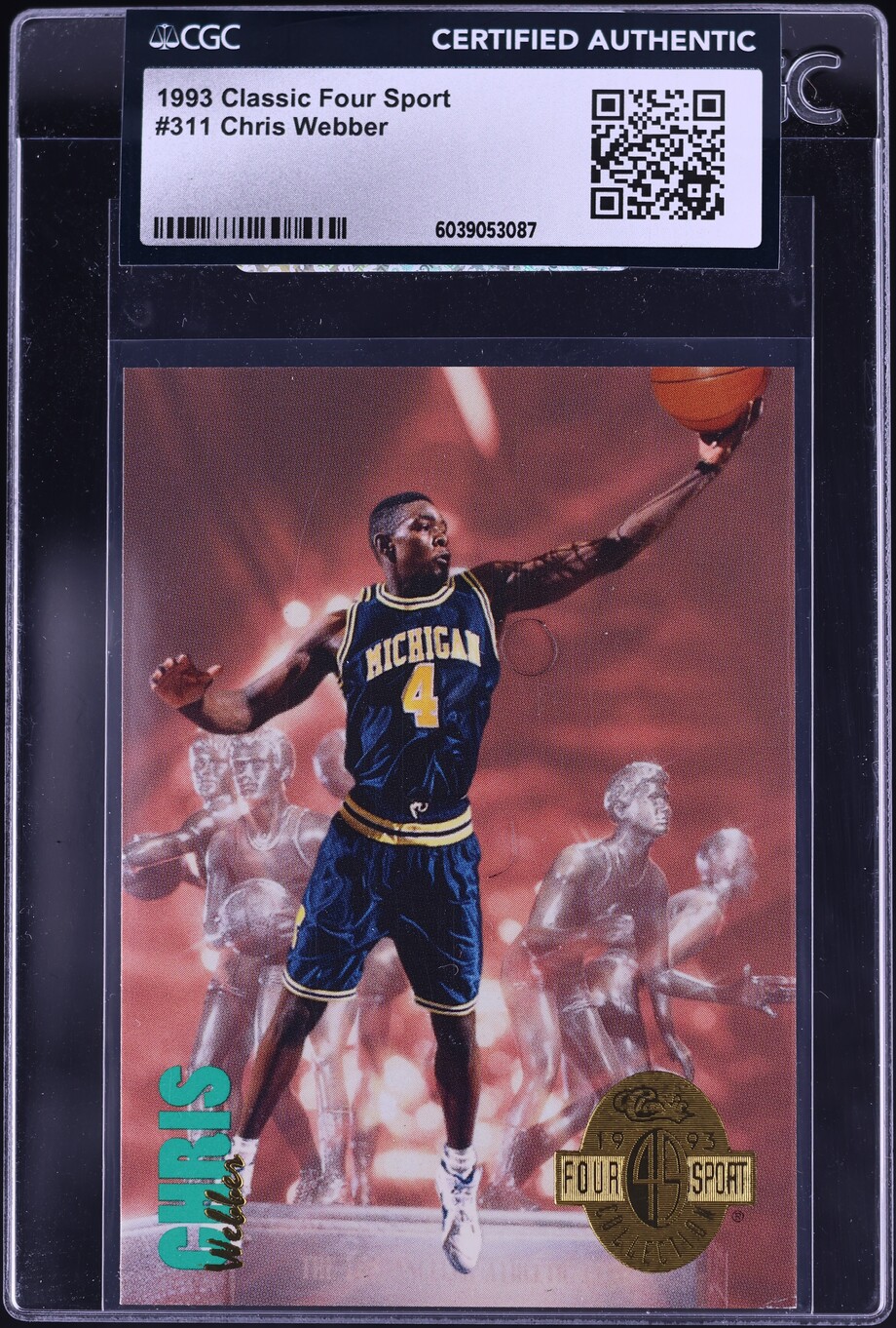 1993 Classic Four Sport Chris Webber ROOKIE #311 CGC AUTH