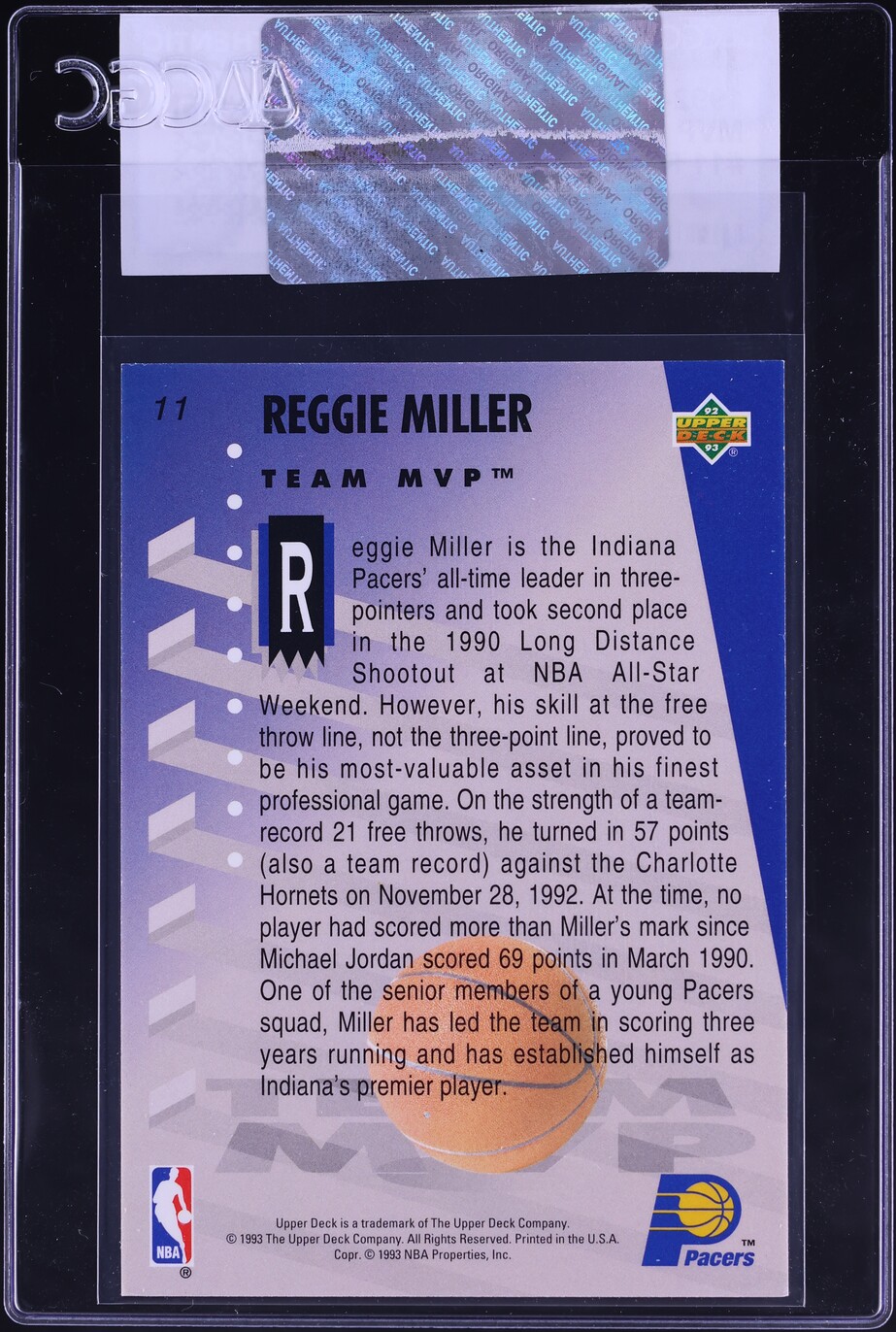 1992 Upper Deck MVP Holograms Reggie Miller #11 CGC AUTH