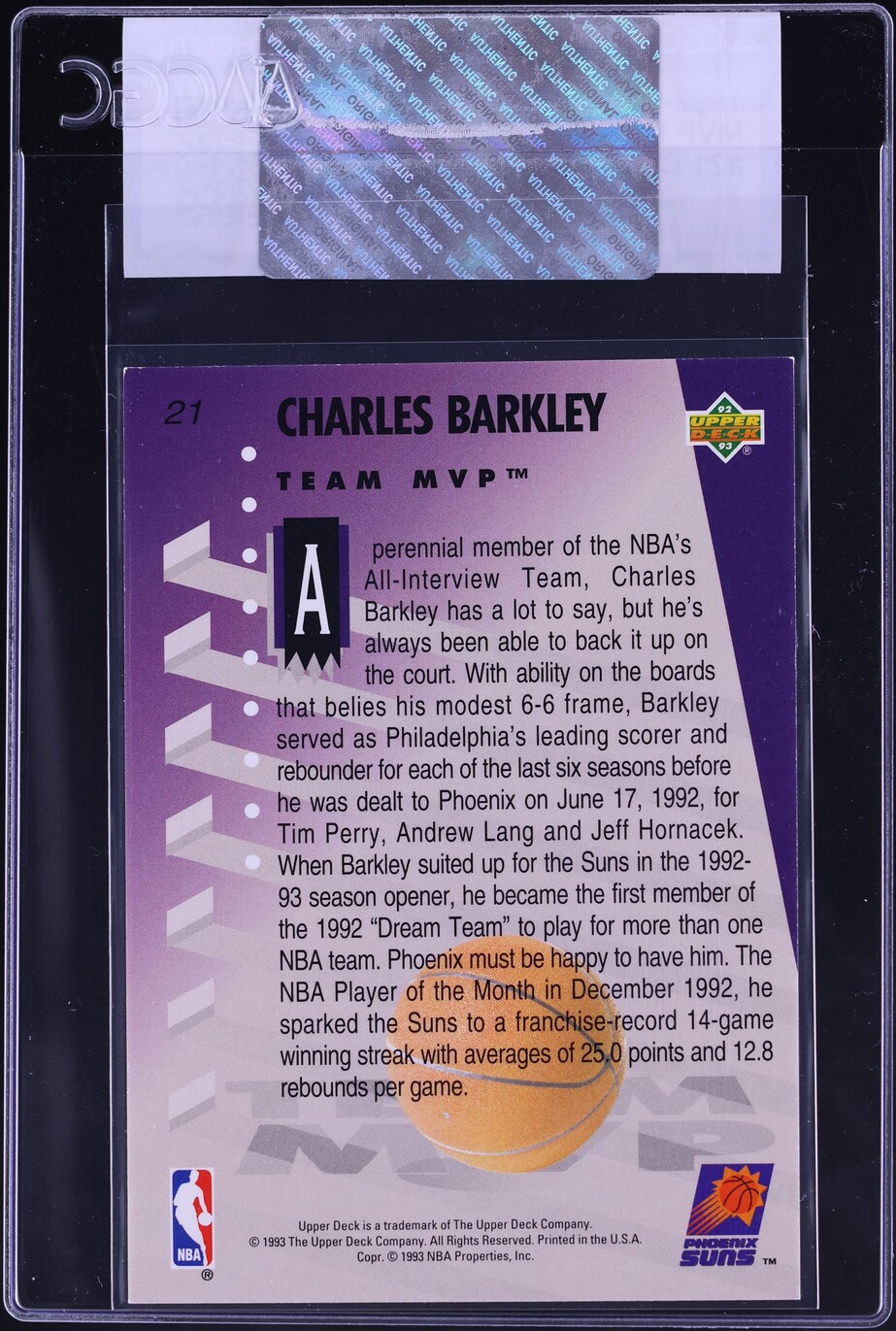 1992 Upper Deck MVP Holograms Charles Barkley #21 CGC AUTH